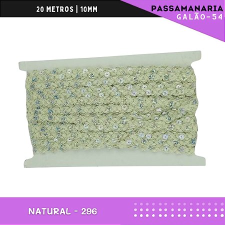 Fita Galão Passamanaria Ref:Galao-54-10mm - Rolo C/20 Mts Cor:Natural-296