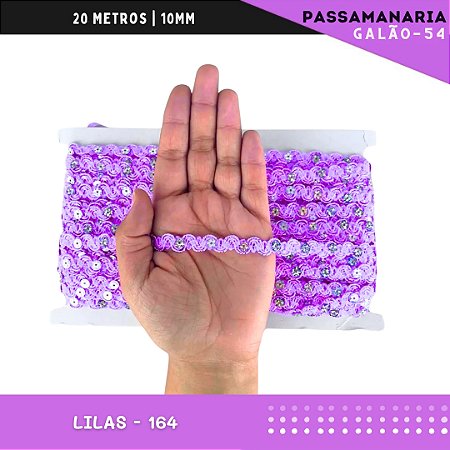 Fita Galão Passamanaria Ref:Galao-54-10mm - Rolo C/20 Mts Cor:Lilas-164