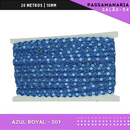 Fita Galão Passamanaria Ref:Galao-54-10mm - Rolo C/20 Mts Cor:Azul-Royal-207