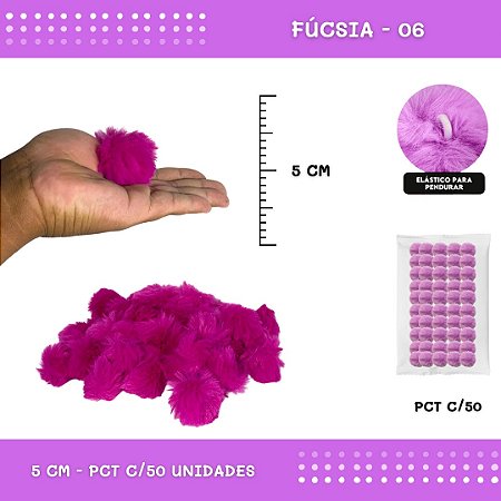 Pom Pom Pelucia - 50mm - Pct C/50 Unid. COR: Fucsia-06
