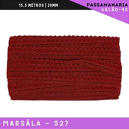 Fita Galão Passamanaria Galao-90 - 20mm - Rolo C/15,5 Mts Cor:Mársala-527