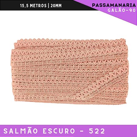 Fita Galão Passamanaria Galao-90 - 20mm - Rolo C/15,5 Mts Cor:Salmao-Escuro-522