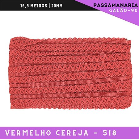 Fita Galão Passamanaria Galao-90 - 20mm - Rolo C/15,5 Mts Cor:Vermelho-Cereja-518