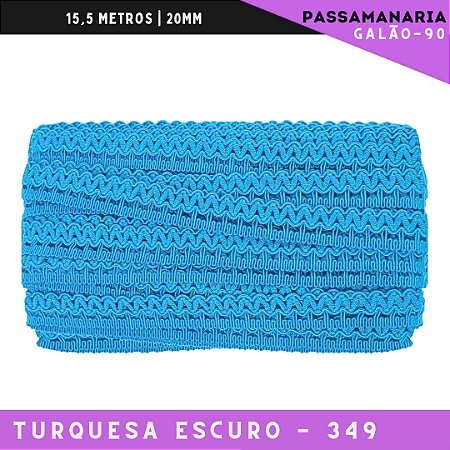 Fita Galão Passamanaria Galao-90 - 20mm - Rolo C/15,5 Mts Cor:Turquesa-Escuro-349