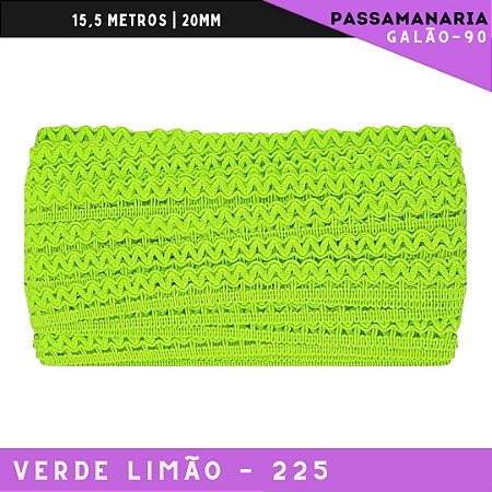 Fita Galão Passamanaria Galao-90 - 20mm - Rolo C/15,5 Mts Cor:Verde-Limao-225