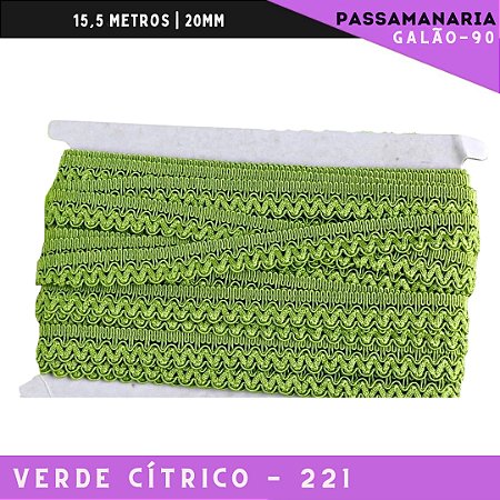 Fita Galão Passamanaria Galao-90 - 20mm - Rolo C/15,5 Mts Cor:Verde-Citrico-221
