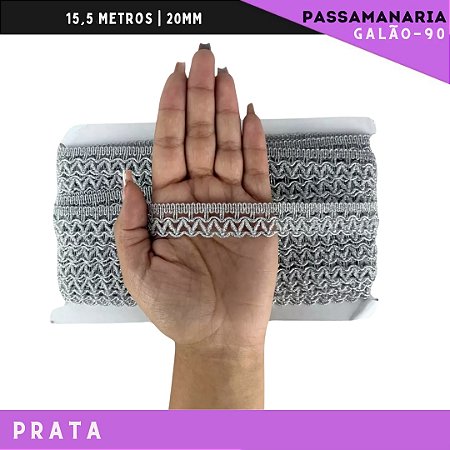Fita Galão Passamanaria Galao-90 - 20mm - Rolo C/15,5 Mts Cor:Prata