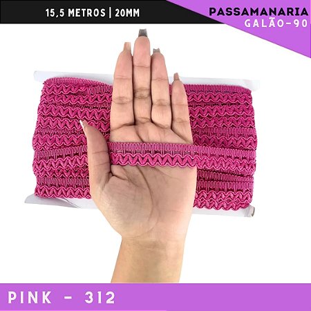 Fita Galão Passamanaria Galao-90 - 20mm - Rolo C/15,5 Mts Cor:Pink-312