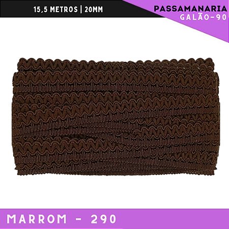 Fita Galão Passamanaria Galao-90 - 20mm - Rolo C/15,5 Mts Cor:Marrom-290