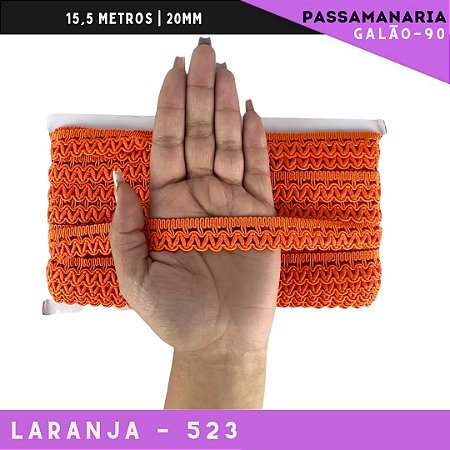 Fita Galão Passamanaria Galao-90 - 20mm - Rolo C/15,5 Mts Cor:Laranja-523