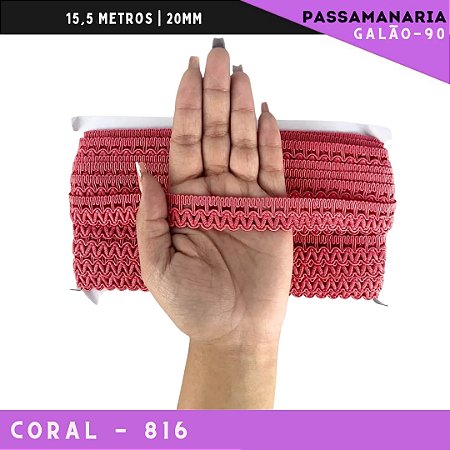 Fita Galão Passamanaria Galao-90 - 20mm - Rolo C/15,5 Mts Cor:Coral-816