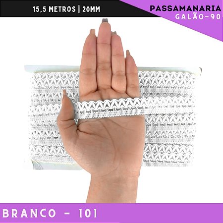 Fita Galão Passamanaria Galao-90 - 20mm - Rolo C/15,5 Mts Cor:Branco-101