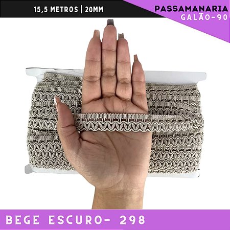 Fita Galão Passamanaria Galao-90 - 20mm - Rolo C/15,5 Mts Cor:Bege-Escuro-298