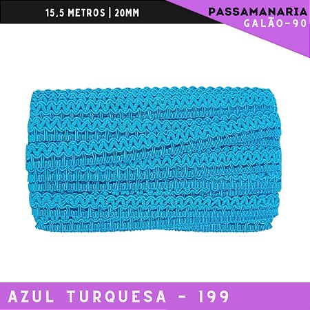 Fita Galão Passamanaria Galao-90 - 20mm - Rolo C/15,5 Mts Cor:Azul-Turquesa-199