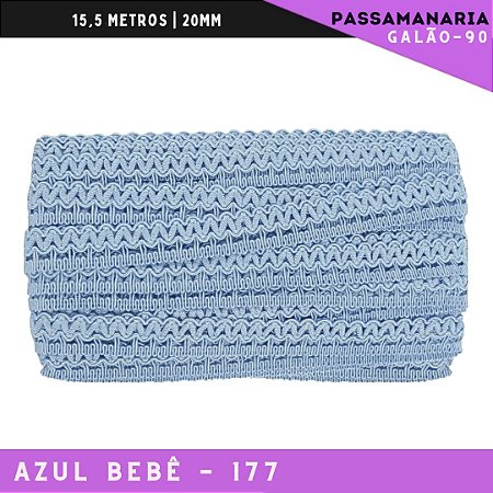 Fita Galão Passamanaria Galao-90 - 20mm - Rolo C/15,5 Mts Cor:Azul-Bebe-177