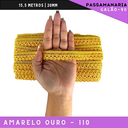 Fita Galão Passamanaria Galao-90 - 20mm - Rolo C/15,5 Mts Cor:Amarelo-Ouro-110