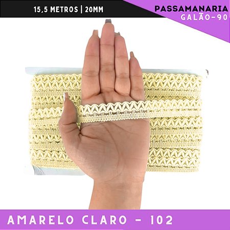 Fita Galão Passamanaria Galao-90 - 20mm - Rolo C/15,5 Mts Cor:Amarelo-Bebe-102