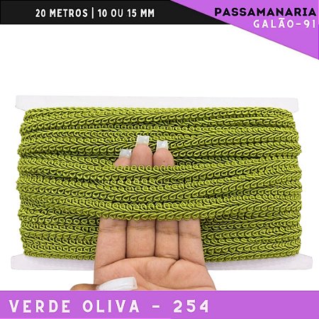 Fita Galão Passamanaria 10mm - Galao-91 - Rolo C/20 Mts Cor:Verde-Oliva-254
