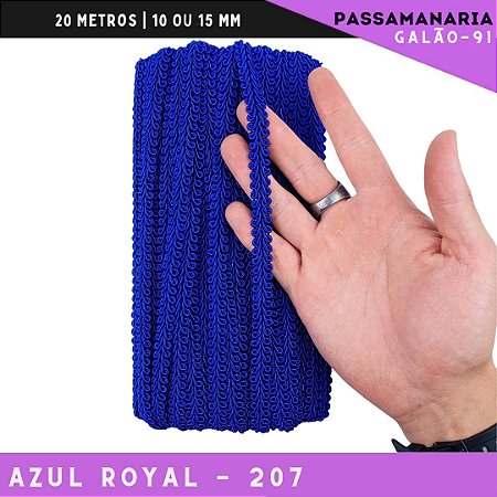 Fita Galão Passamanaria 10mm - Galao-91 - Rolo C/20 Mts Cor:Azul-Royal-207