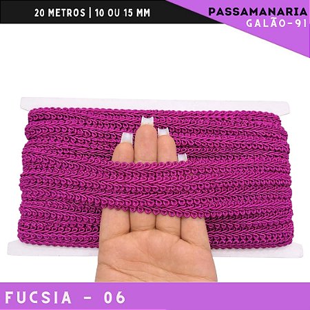 Fita Galão Passamanaria 10mm - Galao-91 - Rolo C/20 Mts Cor:Fucsia-06