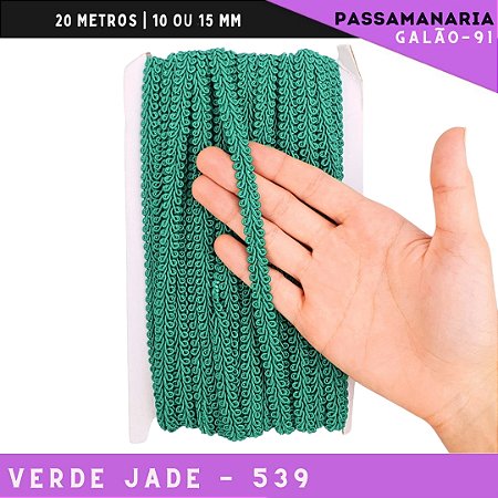 Fita Galão Passamanaria 10mm - Galao-91 - Rolo C/20 Mts Cor:Verde-Jade-539