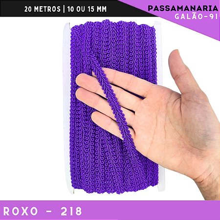 Fita Galão Passamanaria 10mm - Galao-91 - Rolo C/20 Mts Cor:Roxo-218