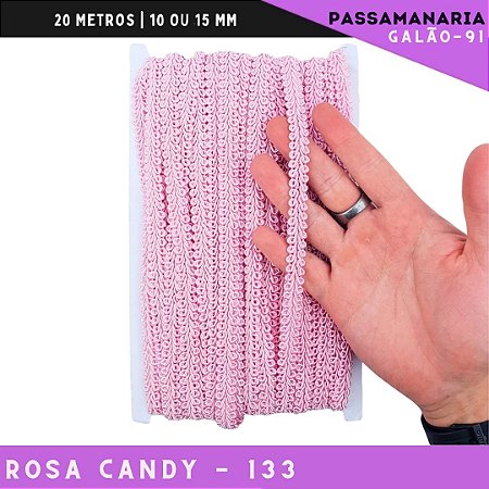 Fita Galão Passamanaria 10mm - Galao-91 - Rolo C/20 Mts Cor:Rosa-Candy-133