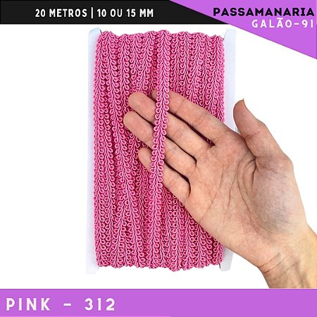 Fita Galão Passamanaria 10mm - Galao-91 - Rolo C/20 Mts Cor:Pink-312