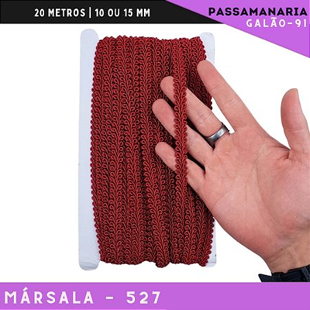 Fita Galão Passamanaria 10mm - Galao-91 - Rolo C/20 Mts Cor:Marsala-527
