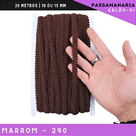 Fita Galão Passamanaria 10mm - Galao-91 - Rolo C/20 Mts Cor:Marrom-290