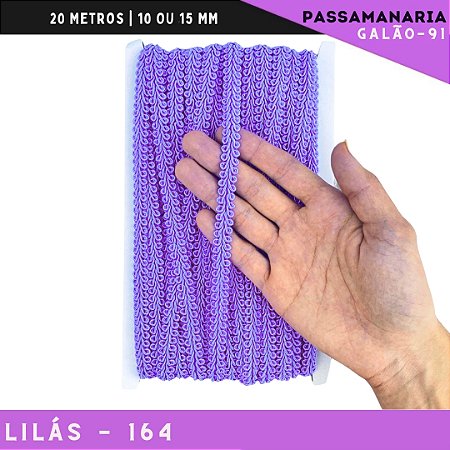 Fita Galão Passamanaria 10mm - Galao-91 - Rolo C/20 Mts Cor:Lilas-164