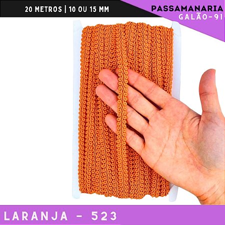 Fita Galão Passamanaria 10mm - Galao-91 - Rolo C/20 Mts Cor:Laranja-523
