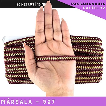 Fita Galão Passamanaria 10mm - Galao-92 - Rolo C/20 Mts Cor:Marsala-527