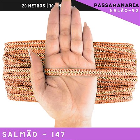 Fita Galão Passamanaria 10mm - Galao-92 - Rolo C/20 Mts Cor:Salmao-147