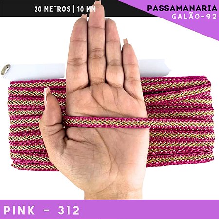 Fita Galão Passamanaria 10mm - Galao-92 - Rolo C/20 Mts Cor:Pink-312