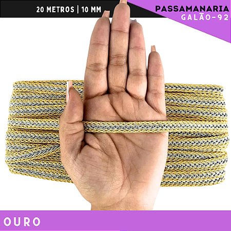 Fita Galão Passamanaria 10mm - Galao-92 - Rolo C/20 Mts Cor:Ouro