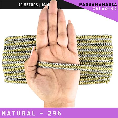Fita Galão Passamanaria 10mm - Galao-92 - Rolo C/20 Mts Cor:Natural-296