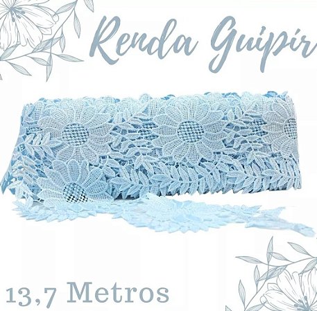 Renda Guipir Chl-641 Entremeio 10.0 Cm - Rolo C/13.7 Metros Cor:Azul-Bebe-177