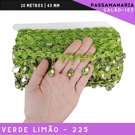 Fita Passamanaria Galao-107 Pedrarias - Tam: 35mm - Rolo C/20 Mts Cor:Verde-Limao-225