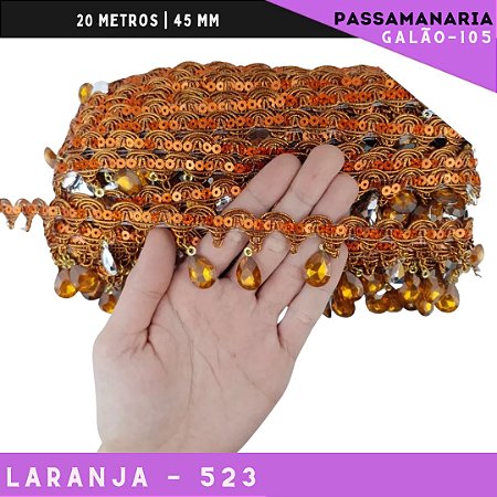 Fita Passamanaria Galao-107 Pedrarias - Tam: 35mm - Rolo C/20 Mts Cor:Laranja-523