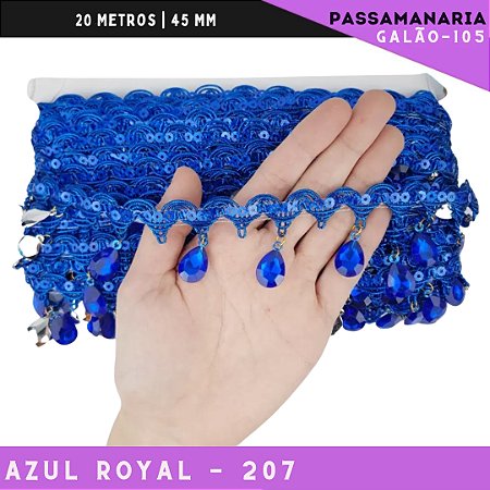 Fita Passamanaria Galao-107 Pedrarias - Tam: 35mm - Rolo C/20 Mts Cor:Azul-Royal-207