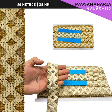 Fita De Juta Passamanaria Galao-110 - Tam: 35mm - Rolo C/20 Mts Cor:Juta/Natural