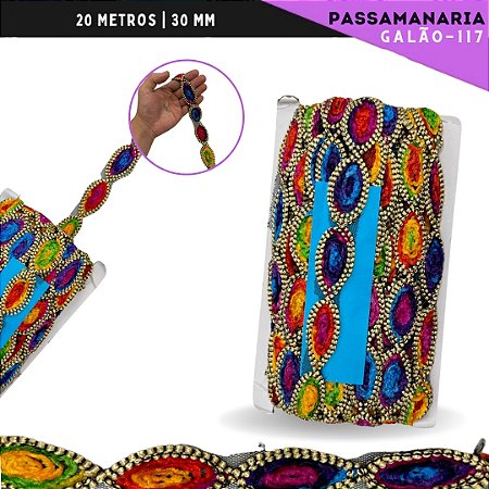 Fita De Passamanaria Cores Galao-117 - Tam: 30mm - Rolo C/20 Mts Cor:Multicor
