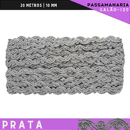 Fita Passamanaria Bicolor Galao-120 - Tam: 10mm - Rolo C/20 Mts Cor:Prata