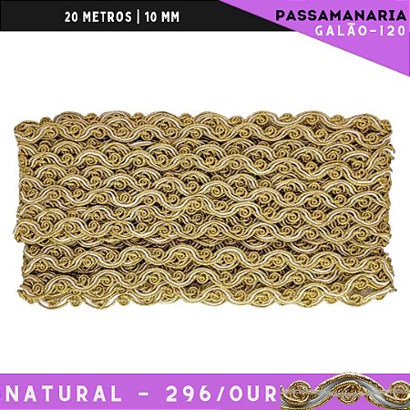 Fita Passamanaria Bicolor Galao-120 - Tam: 10mm - Rolo C/20 Mts Cor:Natural-296