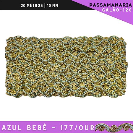 Fita Passamanaria Bicolor Galao-120 - Tam: 10mm - Rolo C/20 Mts Cor:Azul-Bebe-177
