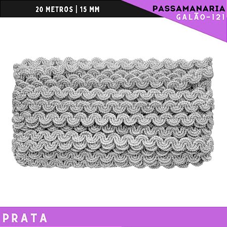 Fita Passamanaria Galao-121 Natalino - Tam: 15mm - Rolo C/20 Mts Cor:Prata