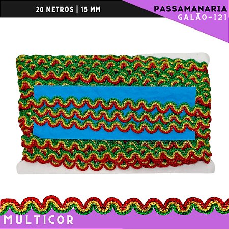 Fita Passamanaria Galao-121 Natalino - Tam: 15mm - Rolo C/20 Mts Cor:Multicor