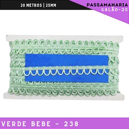 Fita Passamanaria Caseado Galao-20 - Tam: 15mm - Rolo C/20 Mts Cor:Verde-Bebe-251