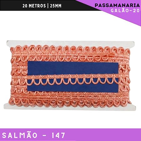 Fita Passamanaria Caseado Galao-20 - Tam: 15mm - Rolo C/20 Mts Cor:Salmao-147